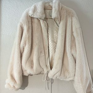 Elevenses Anthropologie Faux Fur Bomber Jacket